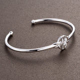 Celtic Knot Bracelet Cubic Zirconia Open Cuff Silver Bracelet Bangle