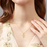 18K Gold Fashion Flowers Hollow Pendant Necklace Luxury Elegant Ladies Jewelry