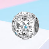 S925 Sterling Silver White Gold Plated Zircon Snowflake Charms