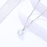 S925 sterling silver necklace female simple gradient round glass necklace jewelry