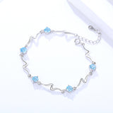 S925 sterling silver bracelet Korean blue zircon bracelet geometric design bracelet women jewelry