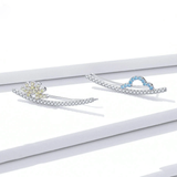 925 Sterling Silver Long Stud Earrings for Women Cloud and Sun Ear Pins Luxury Fine jewely