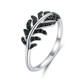 925 Sterling Silver Exquisite Feather Rings Precious Jewelry For Women