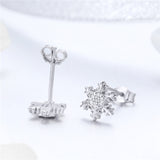 925 Sterling Silver  Zircon Snowflake  Stud Earrings
