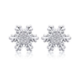 925 Sterling Silver  Zircon Snowflake  Stud Earrings
