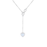 Silver Infinite Love Pendant Necklace with Opal Heart