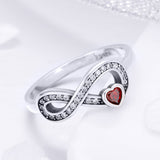 S925 Sterling Silver Eternal Heart Ring Oxidized Cubic Zirconia Ring
