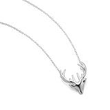 925 Sterling Silver Vintage Stag Deer Elk Head Pendant Necklace 17.5 inches Women Jewelry
