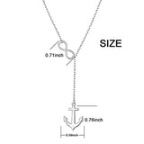 Long Necklace 925 Sterling Silver Infinity&Anchor Adjustable Y Shaped Lariat Chain Necklace for Women Teen Girls