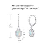 October Birthstone Sterling Silver Leverback Dangle Cubic Zirconia CZ Fire Opal Fine Jewelry for Women