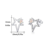 S925 Sterling Sliver Opal Double Star Stud  Earrings  Fashion Jewelry Gift for Women