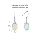 Sterling Silver Opal Dangle Earrings White Oval Drop Earrings October Birthstone Fine Jewelry for Women Girls