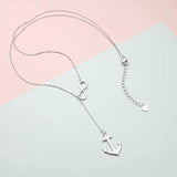 Long Necklace 925 Sterling Silver Infinity&Anchor Adjustable Y Shaped Lariat Chain Necklace for Women Teen Girls