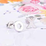 s925 Sterling Silver Alphabet OX Stud Earrings for Women Men Girls