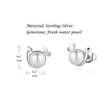 Sterling Silver Freshwater Pearl Whale Stud Earrings Animal Earrings Tiny Small Single Pearl Fine Jewelry for Women Teen Girls