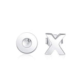 Silver Alphabet OX Stud Earrings 