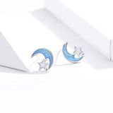 S925 Sterling Silver  Moon Star Stud Earrings Christmas Birthday Gifts for Girl Teen