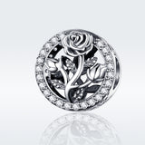 S925 sterling silver Oxidized zirconia Rose flower Charms For Women