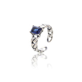 925 Sterling Silver Twist Ring Chic Wind Cold Light Geometric Simple Sapphire Thai Silver
