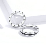 925 Sterling Silver Roman Numerals Time Round Stackable Rings Precious Jewelry For Women
