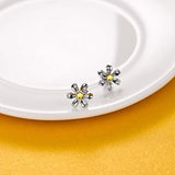 925 Sterling Silver Small Daisy Flower Stud Earrings for Women Teen Girls Crystals