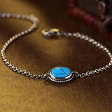 Sterling Silver Created Turquoise Chakra Bracelet December Birthstone Jewelry