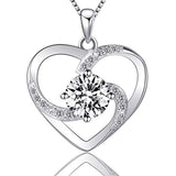 Silver Love Heart Infinity Birthstone Pendant Necklace