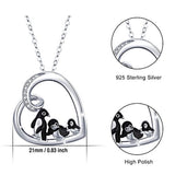 Penguin Family Necklace 925 Sterling Silver Penguin Heart Pendant Cute Animal Necklace Penguin Gifts for Women