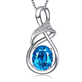 Silver Blue Birthstone Love Pendant Necklace