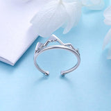 925 Sterling Silver Snow Caps Mountain Heart Range Ring Gift For Women Teen Girls Hikers Outdoor Lovers