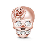 Silver Skull With FLower Charms