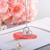 Love Heart Mom with CZ Necklaces for Women Sterling Silver Love You Forever Mother Heart Pendant Necklace For Mom Grandma Mother Wife