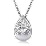 Silver Teardrop Tree of Life Urn Necklace