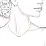 14K Gold Plated Thin Bar Green/White Created Opal Necklace Pendant