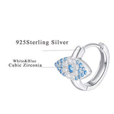 Evil Eye Earrings, Aquamarine Hoop Earrings For Women 925 Sterling Silver Cubic Zirconia Huggie Hoop Earrings