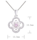 Sterling Silver Four Leaf Clover Cubic Zirconia Pendant Necklace