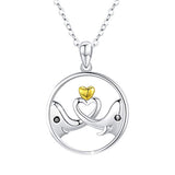 Silver Elephant Animal Jewelry Forever Love Heart Pendant Necklace 