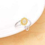 925 Sterling Silver Sunflower with CZ Warmth Positivity Jewelry Rings for Women Girls