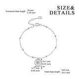 S925 Sterling Silver Compass Anklet for Women Girls Gifts