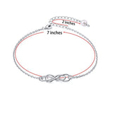 S925 Sterling Silver Sideways Infinity Adjustable  Bracelet for Women