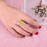 S925 Sterling Silver Yellow Sunflower with CZ Warmth Positivity Ring