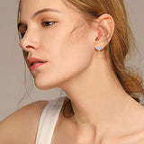 Evil Eye Earrings, Aquamarine Hoop Earrings For Women 925 Sterling Silver Cubic Zirconia Huggie Hoop Earrings