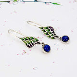 Women's 925 Sterling Silver Enamel Lapis Lazuli Angel Wing Daily Hook Drop Earrings