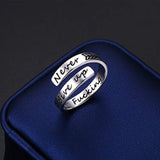 Inspirational S925 Sterling Silver Adjustable Spiral Wrap Twist Arrow Bands Cool Stacking Ring Never GIVE UP for Men