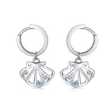  Silver Seashell Hoop Earrings with Swarovski Crystal