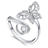 Silver Butterfly Open Rings 