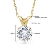 14K Gold Solitaire Set Round 4 Prong Forever Classic White Created Moissanite  Pendant Necklace For Women