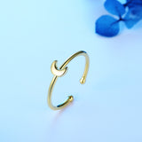 S925 Sterling Silver Moon Fashion Ring Jewelry Wholesale
