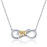 Infinity love Gold Footprints Ribbon Bow Necklace Letter Pendant Creative Eternal Knot Pendant Sterling Silver Plated