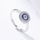 S925 Sterling Silver Devil's Eye Ring White Gold Plated Dripping Zircon Ring